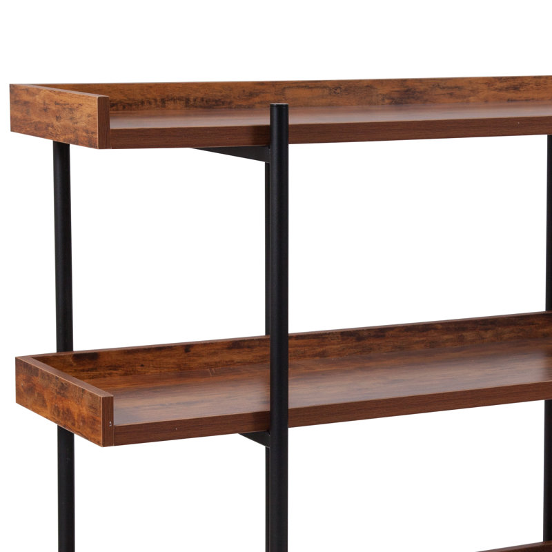 Gracie Oaks Ohlson Rustic Wood Grain Open-Style 3-Shelf Display
